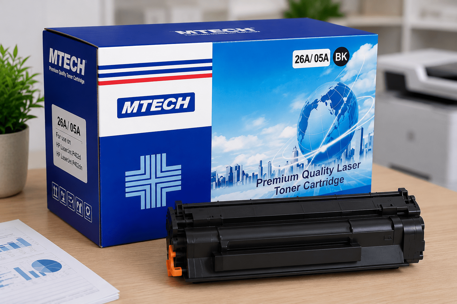 MTECH HP 26A black toner cartridge box for HP LaserJet Pro 402 and MFP 426 printers
